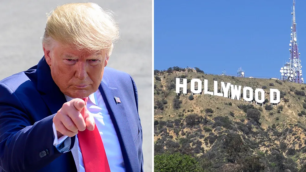 Donald Trump en face d'une scène de film